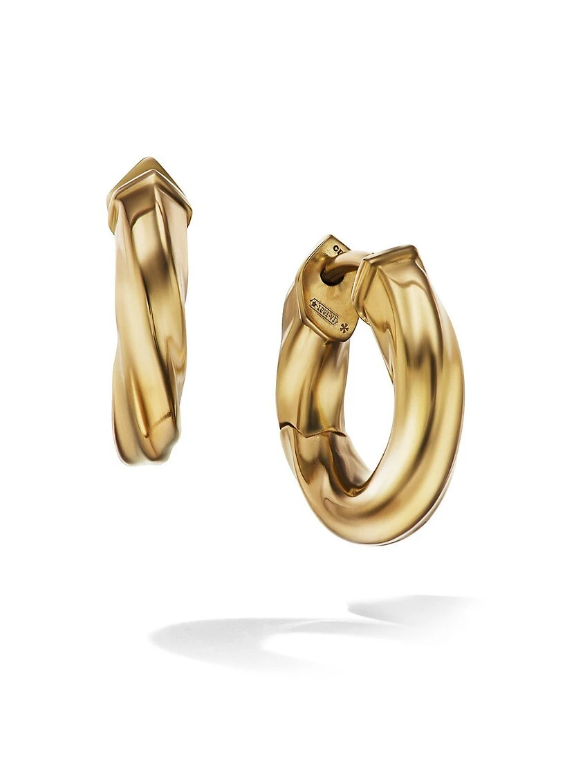 Cable Edge Huggie Hoop Earrings In 18K Yellow Gold 3 Cable Edge Huggie Hoop Earrings In 18K Yellow Gold