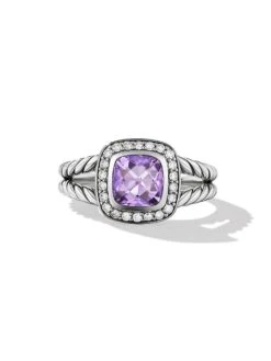 Petite Albion® Ring With Pavé Diamonds 7 Petite Albion® Ring With Pavé Diamonds -Fashion Jewelry & Accessories 0400019335490 AMETHYST A2