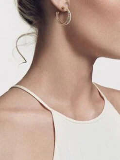 Crossover Hoop Earrings In 18K Yellow Gold With Pavé Diamonds 7 Crossover Hoop Earrings In 18K Yellow Gold With Pavé Diamonds -Fashion Jewelry & Accessories 0400019338130 GOLD A4