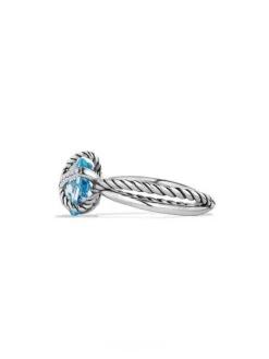 Cable Wrap Ring With Gemstone & Diamonds -Fashion Jewelry & Accessories 0400019346902 BLUETOPAZ A1