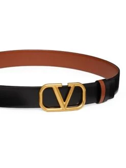 Valentino Garavani Reversible Vlogo Signature Belt -Fashion Jewelry & Accessories 0400019407916 SADDLEBROWNBLACK A3
