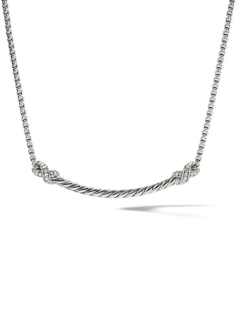 Petite X Bar Station Necklace With Pavé Diamonds 3 Petite X Bar Station Necklace With Pavé Diamonds