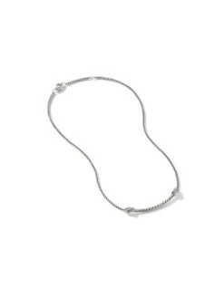 Petite X Bar Station Necklace With Pavé Diamonds 6 Petite X Bar Station Necklace With Pavé Diamonds -Fashion Jewelry & Accessories 0400019483607 STERLINGSILVER A1