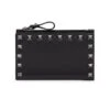 Valentino Garavani Rockstud Calfskin Cardholder With Zip -Fashion Jewelry & Accessories 0400019554248 BLACK