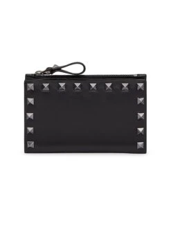 Valentino Garavani Rockstud Calfskin Cardholder With Zip