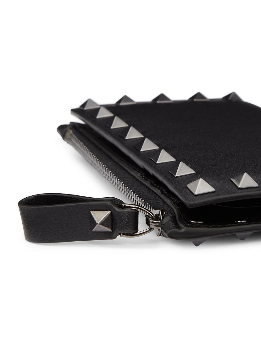 Valentino Garavani Rockstud Calfskin Cardholder With Zip 4 Valentino Garavani Rockstud Calfskin Cardholder With Zip - Image 2