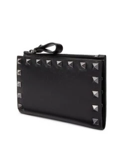 Valentino Garavani Rockstud Calfskin Cardholder With Zip 10 Valentino Garavani Rockstud Calfskin Cardholder With Zip -Fashion Jewelry & Accessories 0400019554248 BLACK A3
