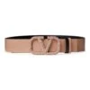 Valentino Garavani Vlogo Signature Reversible Shiny Calfskin Belt 40 MM -Fashion Jewelry & Accessories 0400019563156 ROSECANNELLEBLACK
