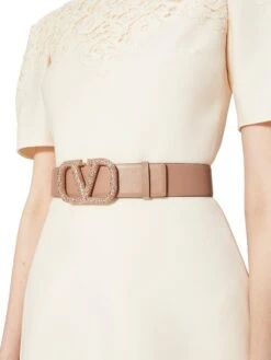 Valentino Garavani Vlogo Signature Reversible Shiny Calfskin Belt 40 MM -Fashion Jewelry & Accessories 0400019563156 ROSECANNELLEBLACK A4