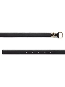 Valentino Garavani Vlogo Signature Shiny Calfskin Belt 20 MM -Fashion Jewelry & Accessories 0400019563164 BLACK A2