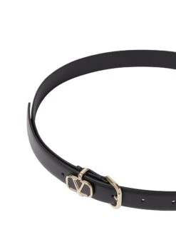 Valentino Garavani Vlogo Signature Shiny Calfskin Belt 20 MM -Fashion Jewelry & Accessories 0400019563164 BLACK A3