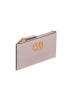 Valentino Garavani Vlogo Signature Grainy Calfskin Cardholder -Fashion Jewelry & Accessories 0400019563176 WATERLILAC A3