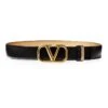 Valentino Garavani Reversible Vlogo Signature Belt In Glossy And Metallic Calfskin 30 MM -Fashion Jewelry & Accessories 0400019563283 ANTIQUEBRASSBLACK