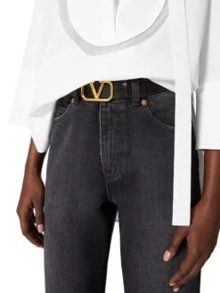 Valentino Garavani Reversible Vlogo Signature Belt In Glossy And Metallic Calfskin 30 MM -Fashion Jewelry & Accessories 0400019563283 ANTIQUEBRASSBLACK A4