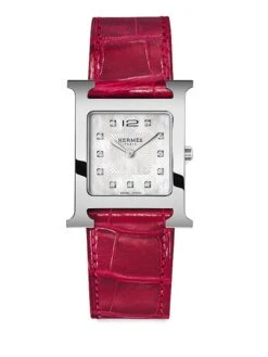 Hermès Heure H Diamond, Stainless Steel & Alligator Strap Watch/23MM