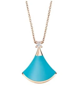 Bvlgari Divas' Dream 18K Rose Gold, Turquoise & Diamond Pendant Necklace