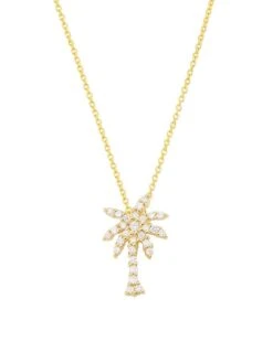 Tiny Treasures 18K Yellow Gold & Diamond Small Palm-Tree Pendant Necklace
