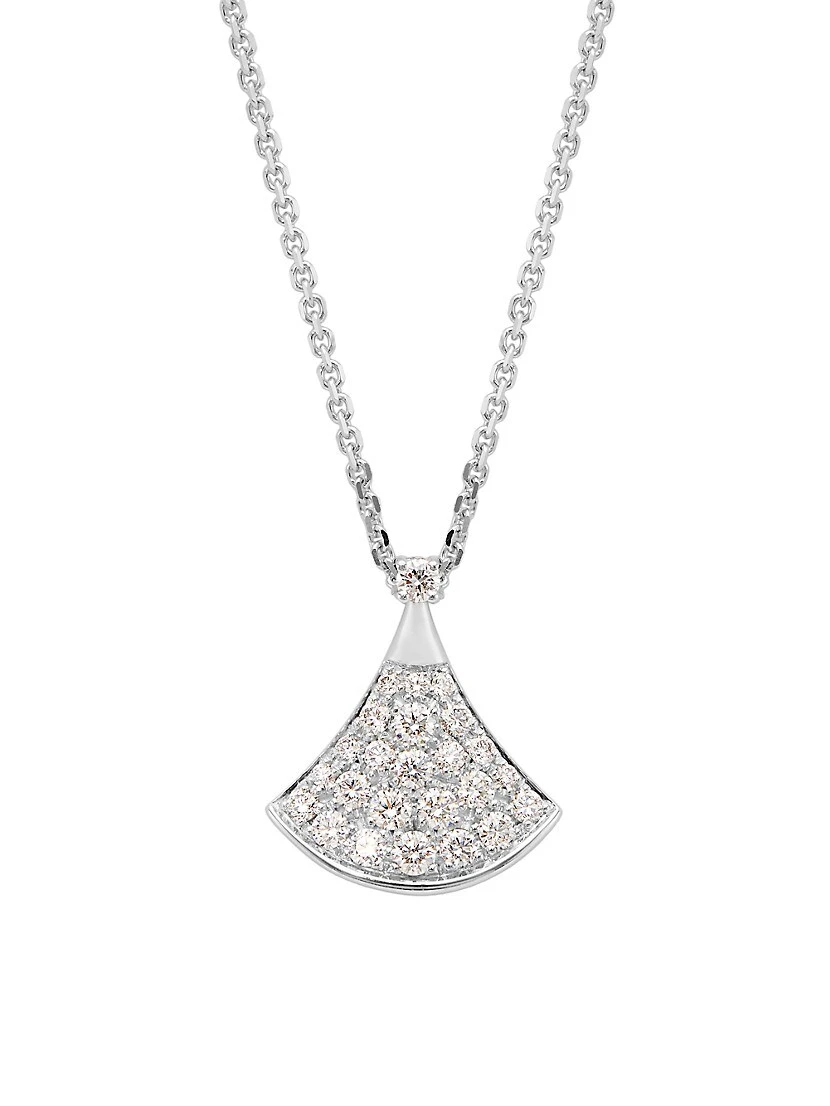 Bvlgari Divas' Dream 18K White Gold & Diamond Pavé Pendant Necklace 3 Bvlgari Divas' Dream 18K White Gold & Diamond Pavé Pendant Necklace