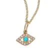 14K Yellow Gold, Diamond & Turquoise Evil Eye Necklace 1 14K Yellow Gold, Diamond & Turquoise Evil Eye Necklace -Fashion Jewelry & Accessories 0400088878235