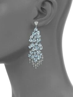 Mirage 18K White Gold, Aquamarine & Diamond Chandelier Earrings -Fashion Jewelry & Accessories 0400089247563 A1