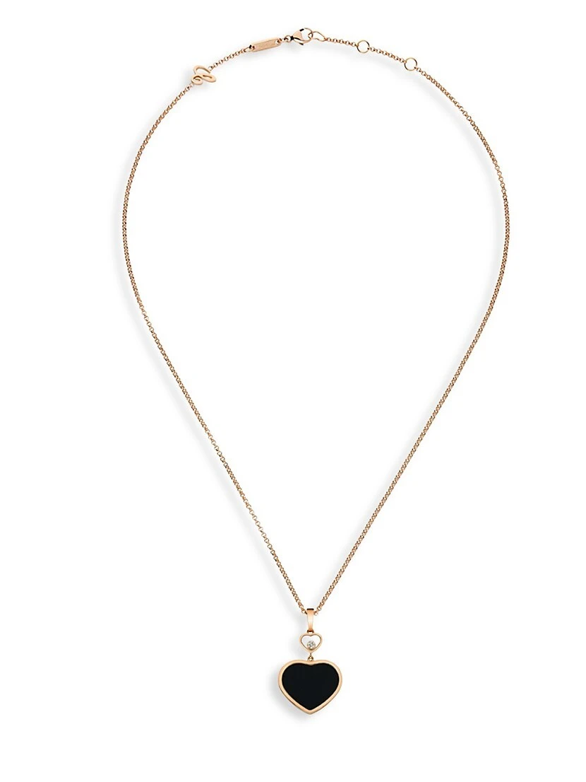 Chopard Happy Hearts 18K Rose Gold, Diamond & Black Onyx Pendant Necklace 5 Chopard Happy Hearts 18K Rose Gold, Diamond & Black Onyx Pendant Necklace - Image 3