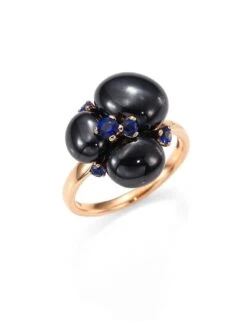 Pomellato Blue Sapphires, Ceramic & 18K Rose Gold Ring