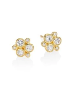 Classic Trio Diamond & 18K Yellow Gold Stud Earrings