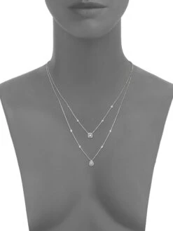 My Twin Diamond & 18K White Gold Two-Row Necklace -Fashion Jewelry & Accessories 0400092776961 A1