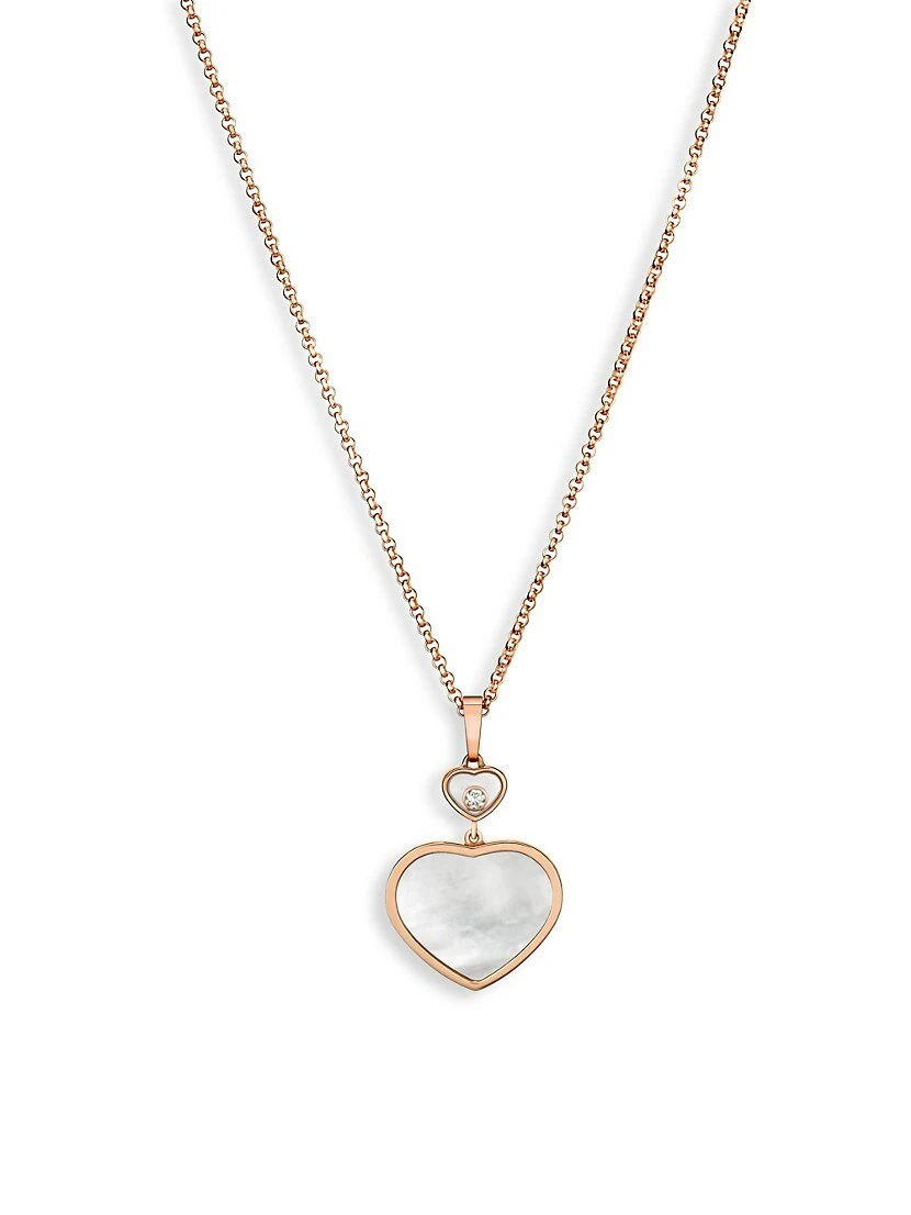 Chopard Happy Hearts 18K Rose Gold, Diamond & Mother-Of-Pearl Pendant Necklace 3 Chopard Happy Hearts 18K Rose Gold, Diamond & Mother-Of-Pearl Pendant Necklace