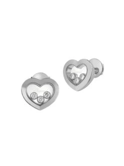 Chopard Happy Diamonds Heart 18K White Gold Stud Earrings
