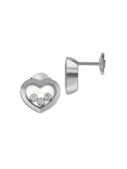 Chopard Happy Diamonds Heart 18K White Gold Stud Earrings -Fashion Jewelry & Accessories 0400094988687 A2