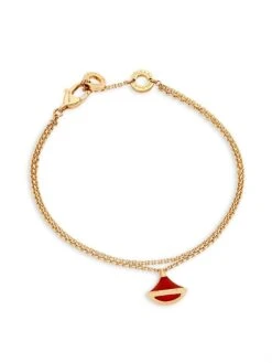 Bvlgari Divas' Dream 18K Rose Gold & Carnelian Pendant Double-Strand Bracelet