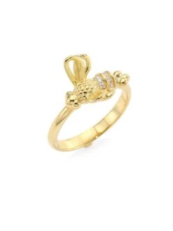 Garden Of Earthly Delights Diamond & 18K Yellow Gold Bee Ring