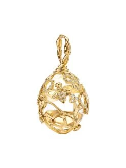 Tree Of Life 18K Yellow Gold & Diamond Beehive Amulet