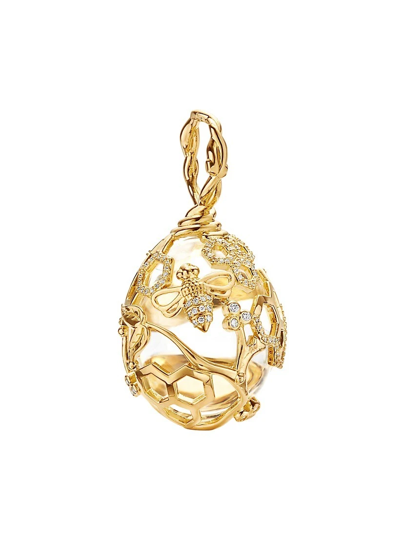 Tree Of Life 18K Yellow Gold & Diamond Beehive Amulet 3 Tree Of Life 18K Yellow Gold & Diamond Beehive Amulet