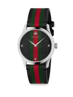 Gucci G-Timeless Stainless Steel Stripe Web Strap Watch