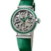 Bvlgari LVCEA 18K White Gold, Emerald, Diamond & Alligator Strap Skeleton Watch -Fashion Jewelry & Accessories 0400098647452 EMERALD