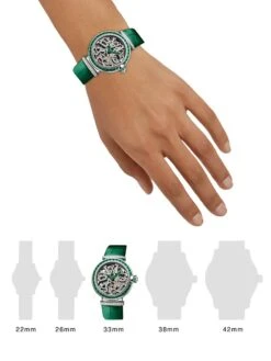 Bvlgari LVCEA 18K White Gold, Emerald, Diamond & Alligator Strap Skeleton Watch -Fashion Jewelry & Accessories 0400098647452 EMERALD A1