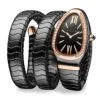 Bvlgari Serpenti Black Ceramic & 18K Rose Gold Double Twist Bracelet Watch -Fashion Jewelry & Accessories 0400098647510