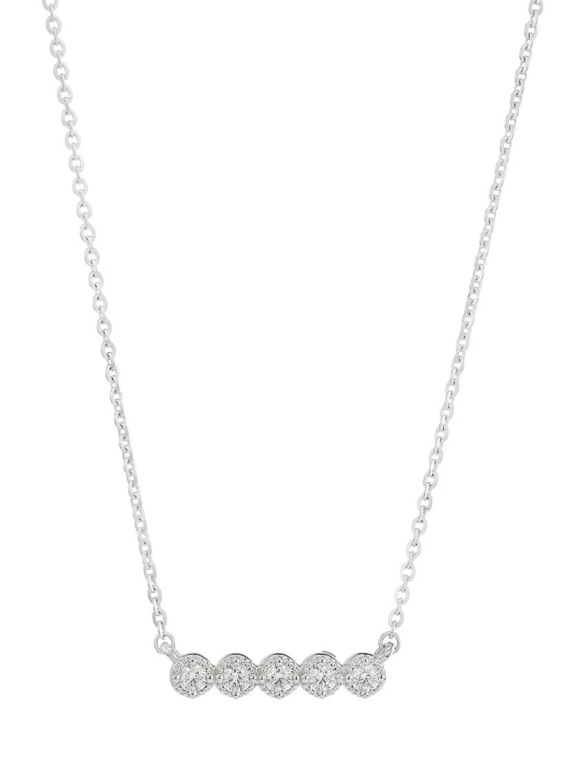 Liliana 18K White Gold & Diamond Milgrain Bar Necklace 3 Liliana 18K White Gold & Diamond Milgrain Bar Necklace