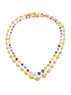 Africa 18K Yellow Gold & Mixed Gemstone Necklace