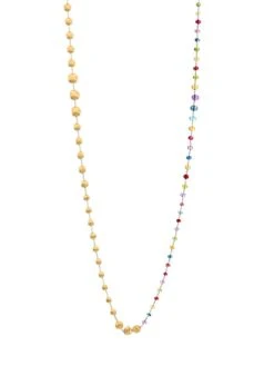 Africa 18K Yellow Gold & Mixed Gemstone Necklace -Fashion Jewelry & Accessories 0400099254101 A3