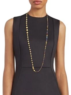 Africa 18K Yellow Gold & Mixed Gemstone Necklace -Fashion Jewelry & Accessories 0400099254101 A4