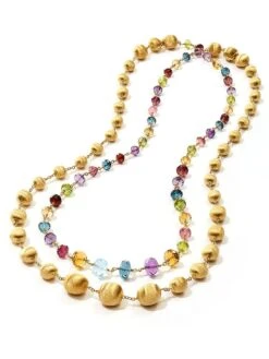 Africa 18K Yellow Gold & Mixed Gemstone Necklace -Fashion Jewelry & Accessories 0400099254101 A8