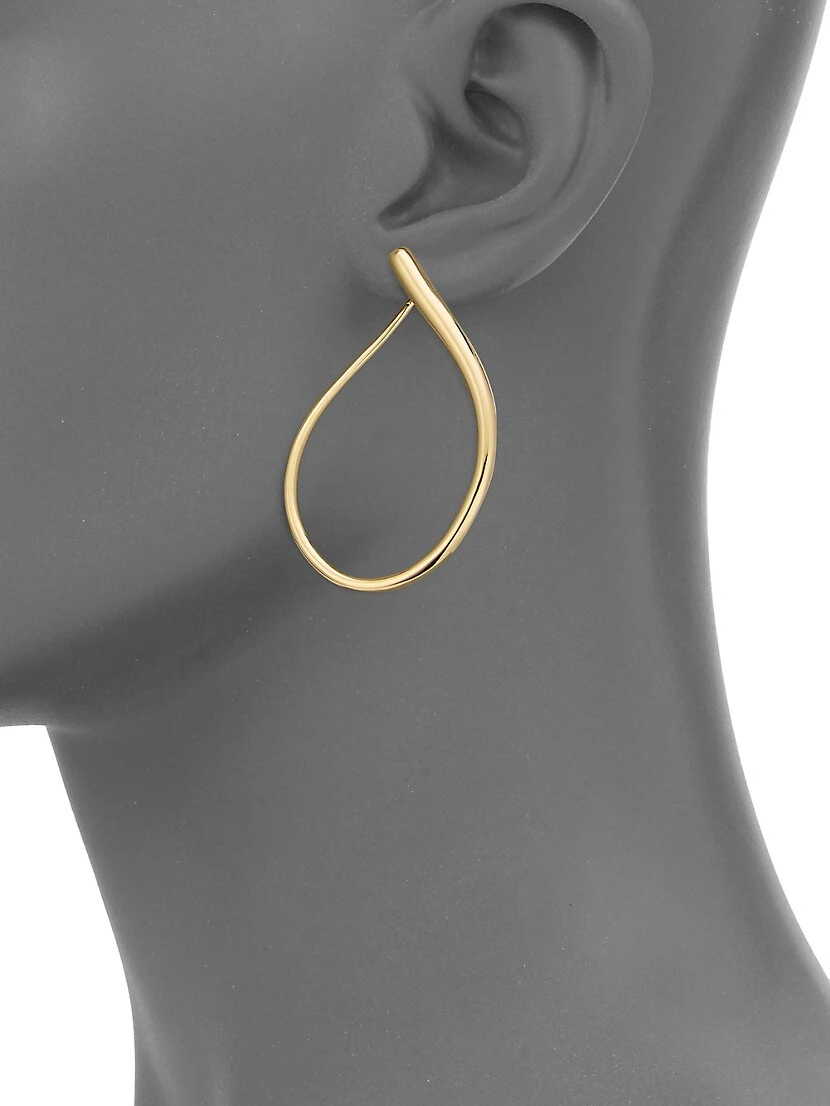 18K Gold Teardrop Hoop Earrings 4 18K Gold Teardrop Hoop Earrings - Image 2