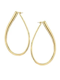 18K Gold Teardrop Hoop Earrings