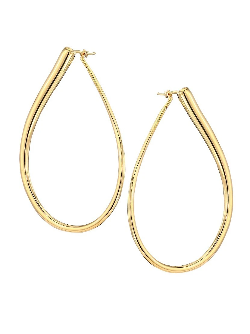 18K Gold Teardrop Hoop Earrings 3 18K Gold Teardrop Hoop Earrings