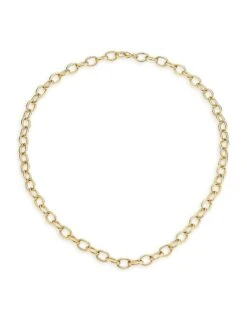 18K Yellow Gold Chain Link Necklace, 18"
