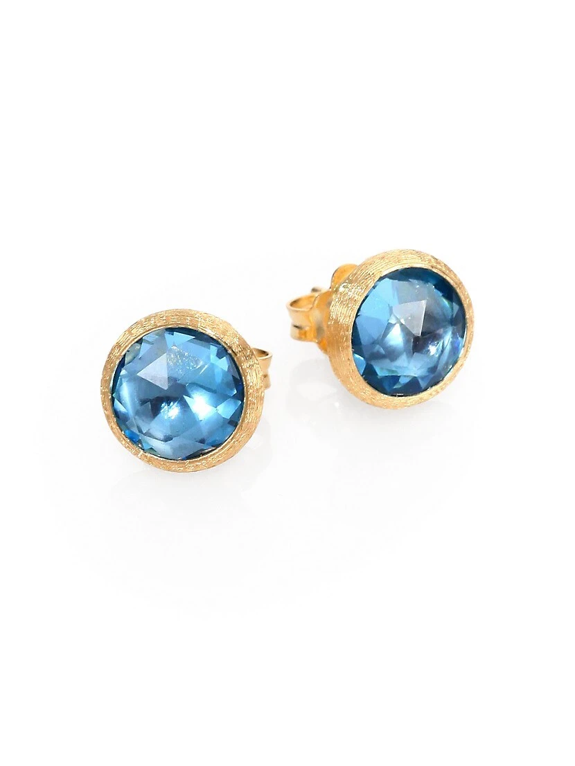 Jaipur Blue Topaz & 18K Yellow Gold Stud Earrings 3 Jaipur Blue Topaz & 18K Yellow Gold Stud Earrings