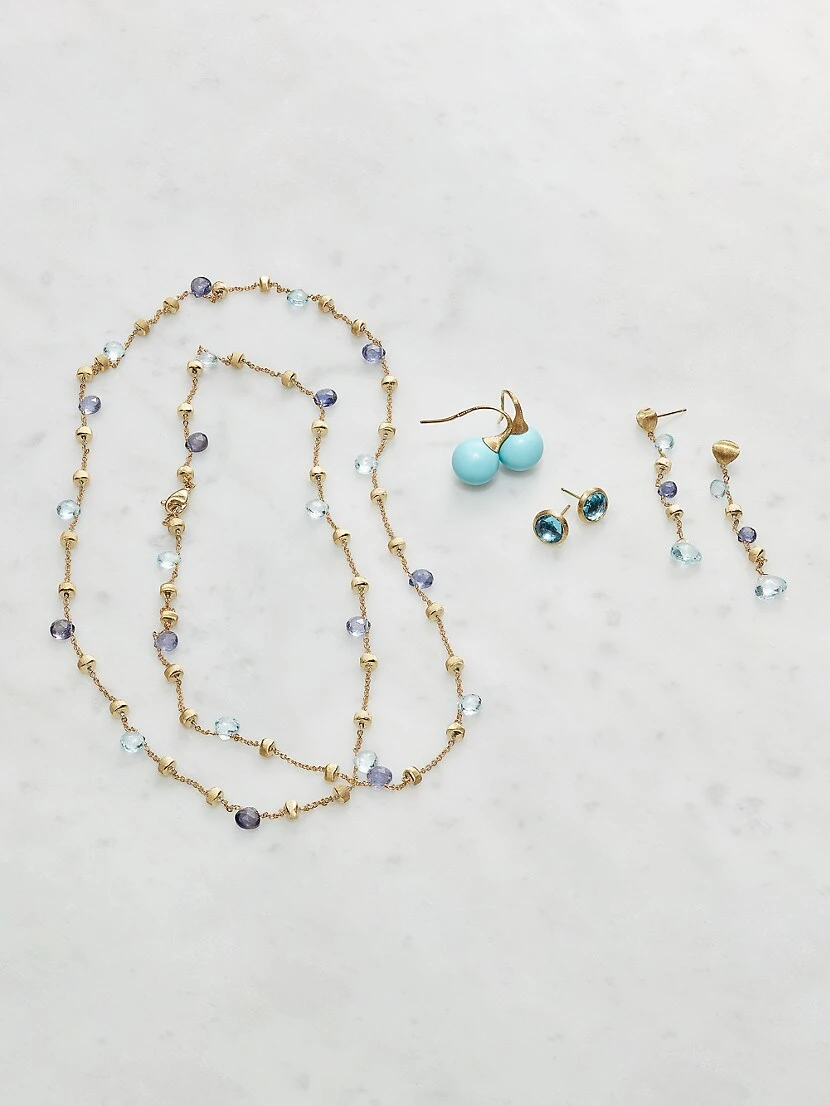 Jaipur Blue Topaz & 18K Yellow Gold Stud Earrings 5 Jaipur Blue Topaz & 18K Yellow Gold Stud Earrings - Image 3